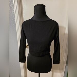 Attached Black Long Sleeve Crop Top Size S
